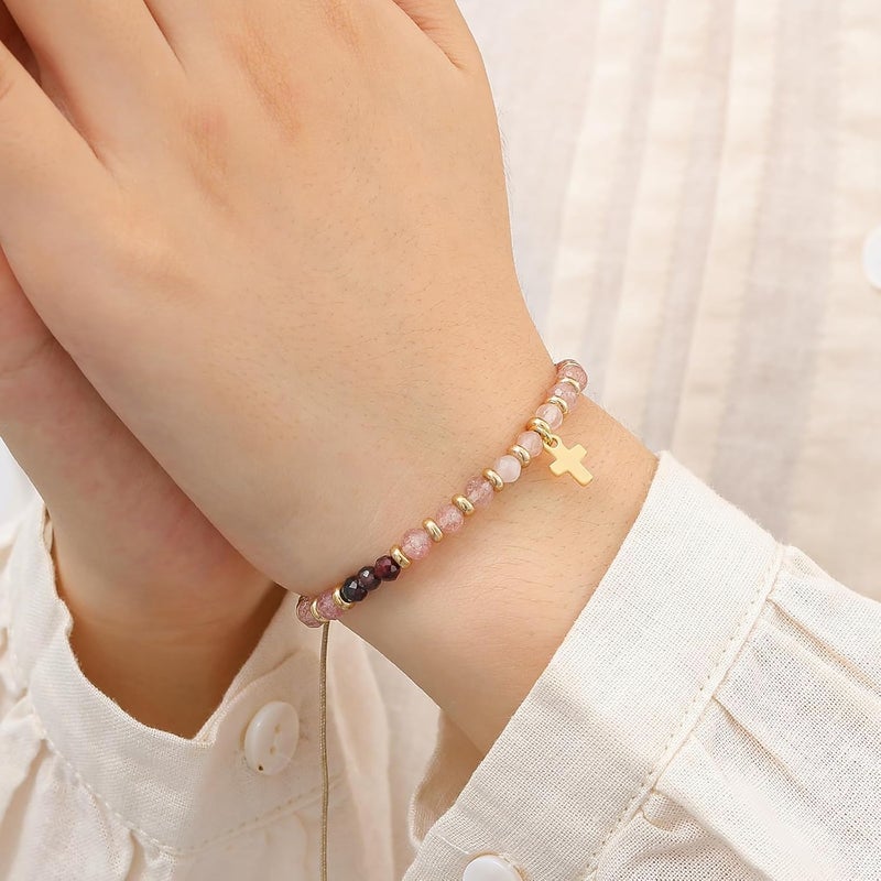 Pavolini Christian Gifts for Women, Cross Bracelet, Christian Gifts, Inspirational Gifts for Women, Natural Stone Bracelets, Religious Gifts for Woman - Image 3